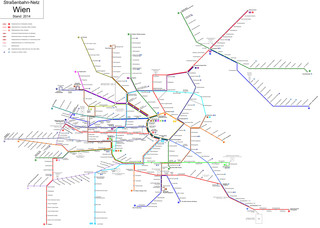 Carte du reseau Wienier Linien de tramway de Vienne