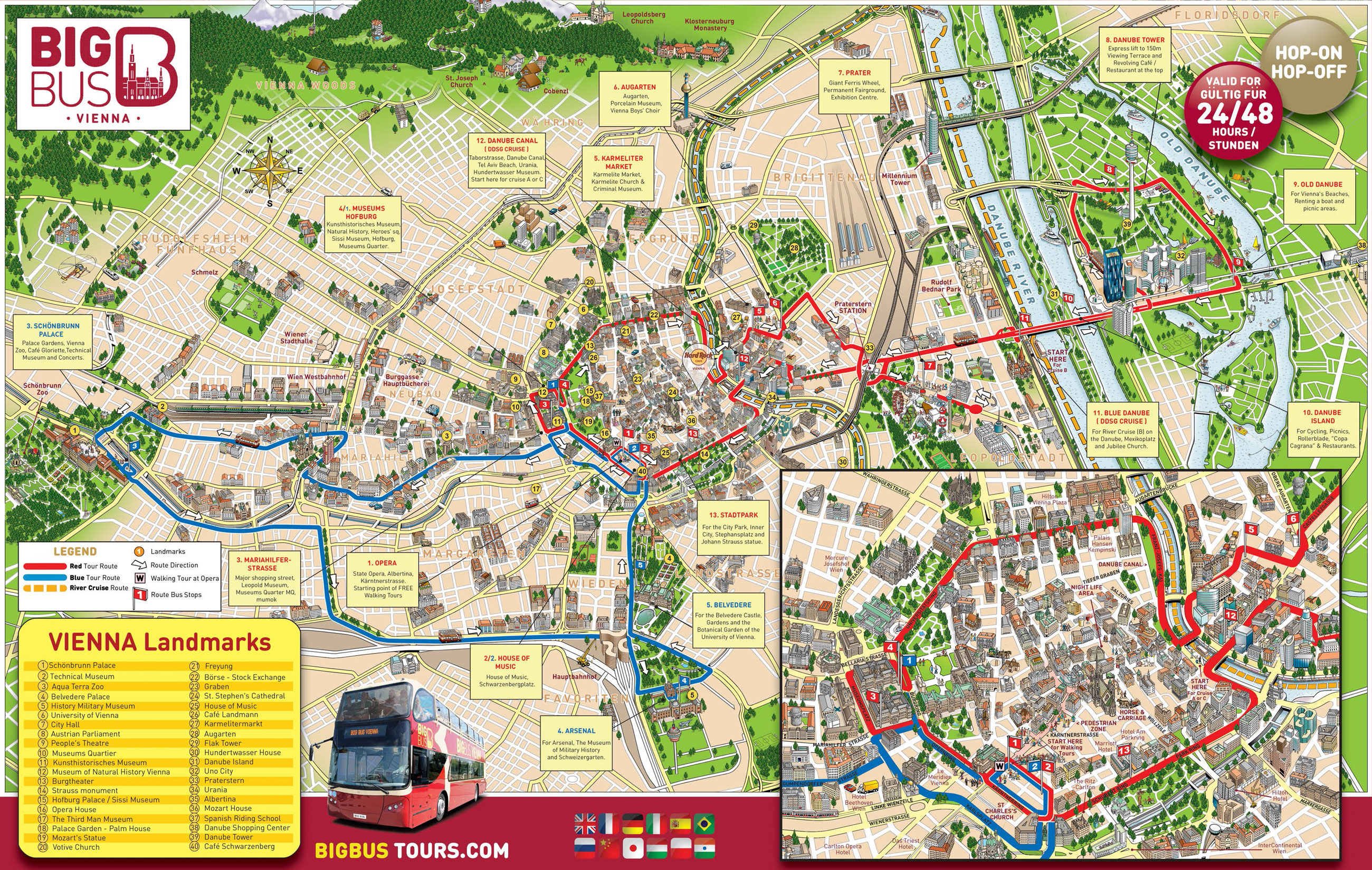 carte touristique vienne autriche Plan et carte touristique de Vienne : monuments et circuits