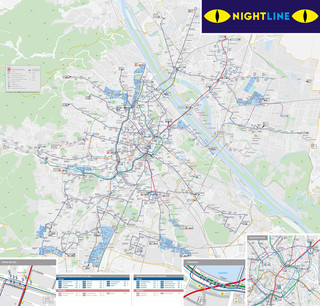Carte du reseau de bus de nuit Nightline de Vienne