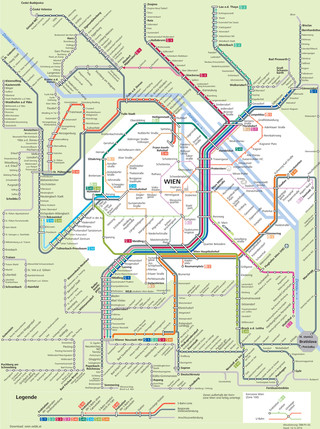Carte du reseau ÖBB de train de banlieue et s bahn de Vienne